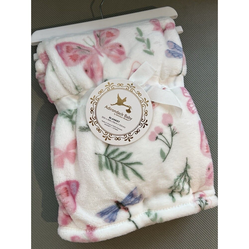 Adirondack Butterfly Baby Blanket Lightweight Girls Pink Floral Flower Dragonfly